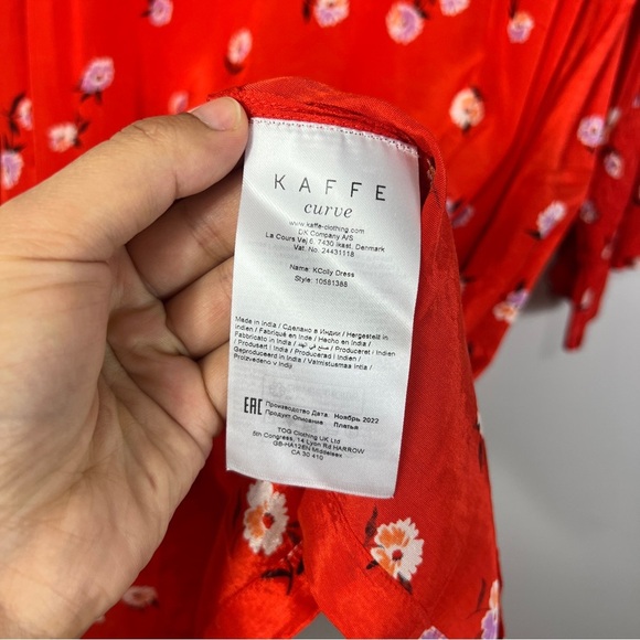 Kaffe Curve Plus Size KColly Red Floral midi Dress women size - Picture 15 of 15